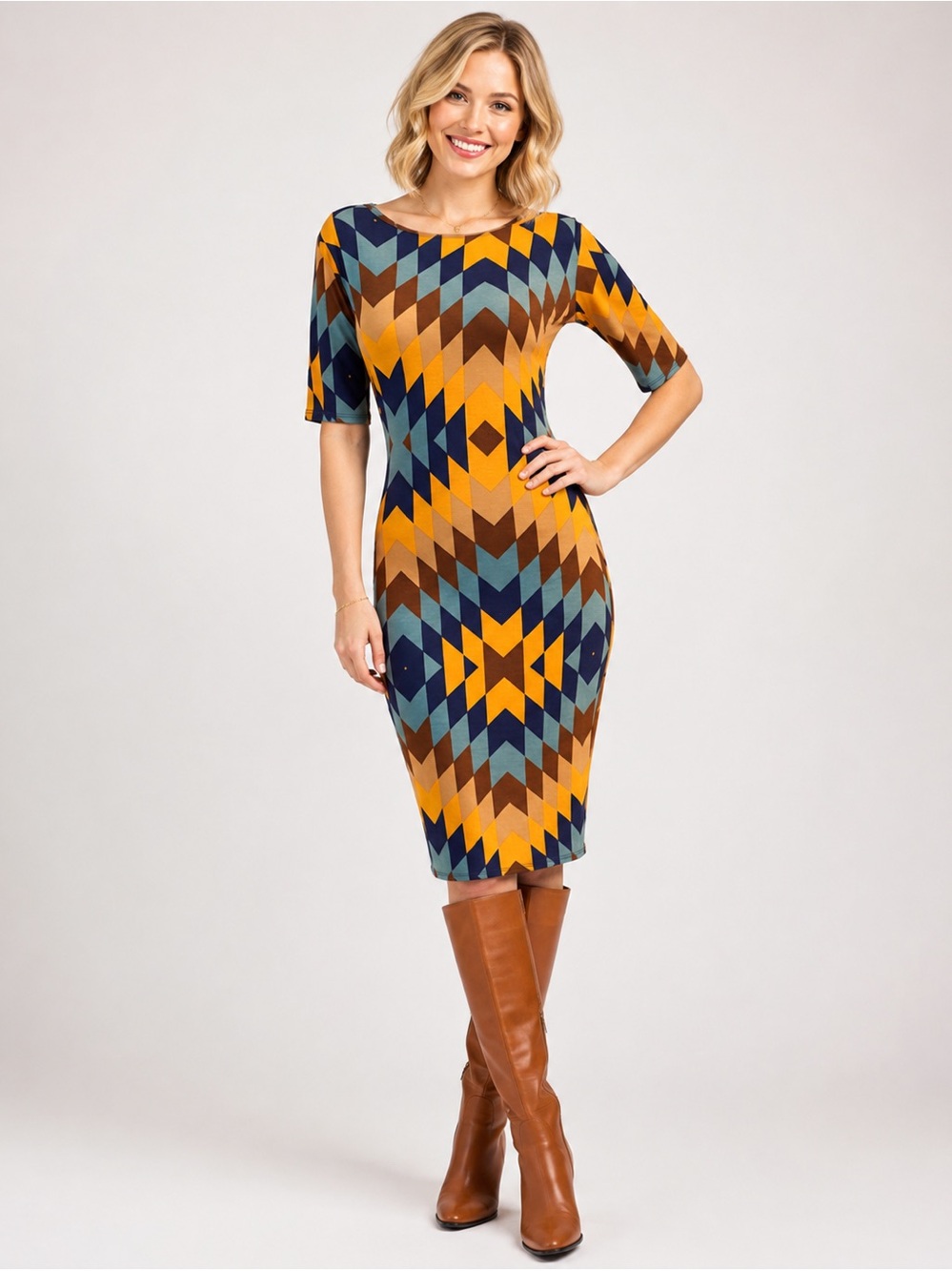 ✂️ 3/$25! Lularoe Julia Dress Vibrant Aztec/Geometric Print Size Medium